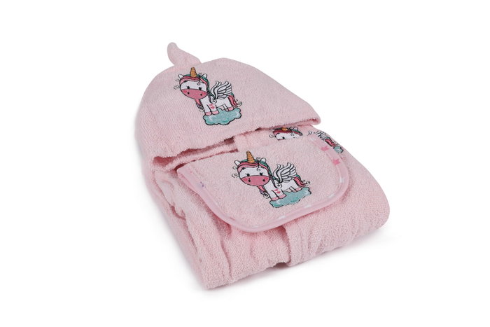 Mijölnir Set de Baño para Bebé de Algodón 100% Rosa - 0-2 Años